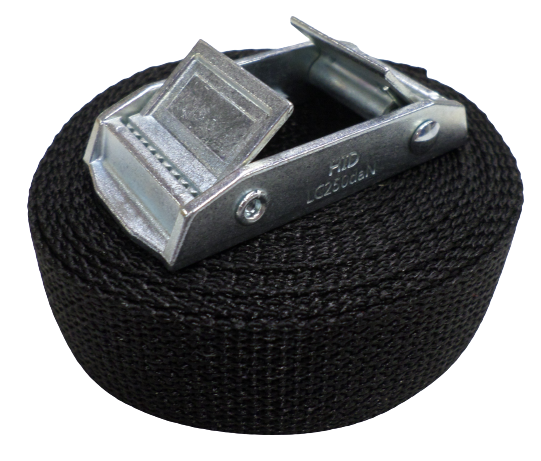 Black tension strap 25 mm with loose double clamp closure