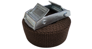 Spanband bruin 25 mm met losse dubbele klemsluiting