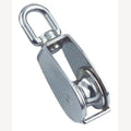 Touwblok RVS voor touw 10 mm - draaibaar oog - schijf 50 mm