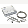 Steel cable set size L, 3mm 7x7 50m, A4 20 thimbles, 20 duplex clamps, 10 turnbuckles M6, 1 Piece