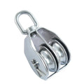 RVS Touw dubbel blok met draaibaar oog, afneembare katrol, A2/MS voor touw 8mm, rol 32mm, 1 Stuk