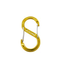 Aluminum S-hook with safety lock, aluminum 60x30mm yellow, 10 pieces