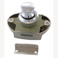 Push button lock, plastic silver, including striking plate, 1 Piece