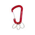 Aluminum carabiners with key rings, aluminum/steel 76x45mm red, 10 pieces