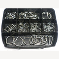 Assortimentsbox RVS ronde ringen, stelringen, D-ringen 66 stuks