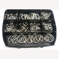 Assortimentsbox vernikkelde ringen 126 stuk