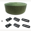 Complete band olijfgroen 25 mm 5 meter en gespen