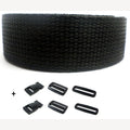 Complete set spanband zwart op rol en gespen 20 mm 5 meter