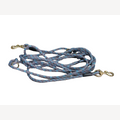 Tartan grey blue dog leash, 5 metres, triple adjustable, brass