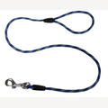 Dog leash 1 meter PP blue/yellow/white with handle and stainless steel hook