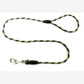 Dog leash 1 meter PP green/yellow/white with handle and stainless steel snap hook
