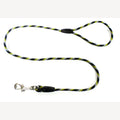 Dog leash 1 meter PP black/yellow/white with handle and stainless steel snap hook