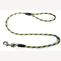 Dog leash 1 meter pp green/yellow/white with handle and nickel-plated snap hook