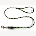 Dog leash 1 meter pp black/yellow/white with handle and nickel-plated snap hook