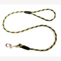 Dog leash 15 meters PP green/yellow/white with handle and stainless steel snap hook