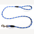 Dog leash 15 meters pp blue/yellow/white with handle and nickel-plated snap hook
