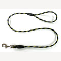 Dog leash 2 meters pp black/yellow/white with handle and nickel-plated snap hook