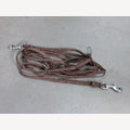 Brown dog leash, 5 meters, adjustable, 2 stainless steel snap hooks