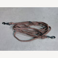 Brown dog leash, 5 meters, adjustable, 2 black snap hooks