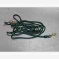 Green dog leash, 5 meters, adjustable, 2 brass snaps