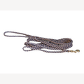 Beige/blue dog leash, 2 meters, with brass snap hook