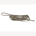 Beige/olive green dog leash, 5 meters, with brass snap hook