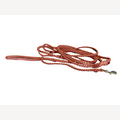 Beige/orange dog leash, 4 meters, with brass snap hook