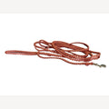 Hondenriem beige/oranje 8 meter messing musketonhaak