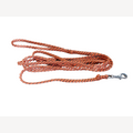 Hondenriem beige/oranje 8 meter rvs musketonhaak