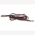 Dark brown dog leash, 4 meters, with brass snap hook