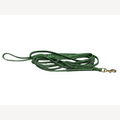 Green/black dog leash, 4 meters, with brass snap hook