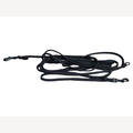 Black dog leash, 5 mtr, four-way adjustable, with two black snap hooks