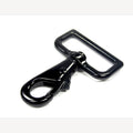 Black trapezoidal snap hook 67 mm, swivel 38 mm