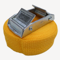 Spanband geel 25 mm 2 meter met losse dubbele klemsluiting