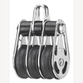 RVS Sprenger blok 6mm met glijlager, A2/kunststof met 3 wielen en beugel, 1 Stuk