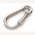 Karabijnhaak RVS met schroefsluiting en ring 80 mm