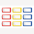 Sleutellabels met naamkaartje - 9 stuks rood, geel en blauw