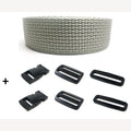 Spanbandset met gespen grijs 25 mm - 5 meter