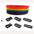 Spanbandset met gespen regenboog 25 mm - 5 meter